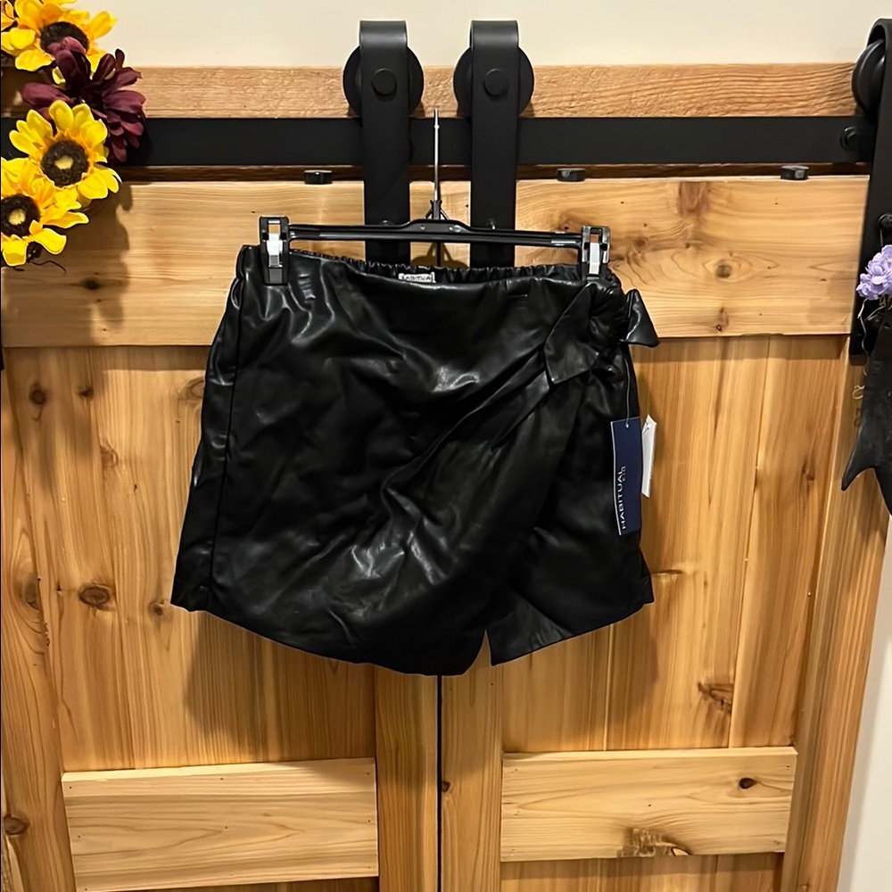 Habitual Black Faux Leather Kids Skort